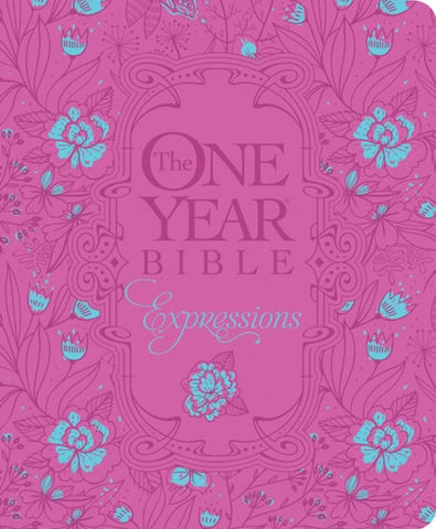 The One Year Bible Expressions NLT, Deluxe (Hardcover, Pink Flowers)