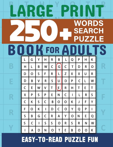 Word Search Book 250 Word Puzzles with Solutions for Adults: Large Print Word Search Book for Adults
