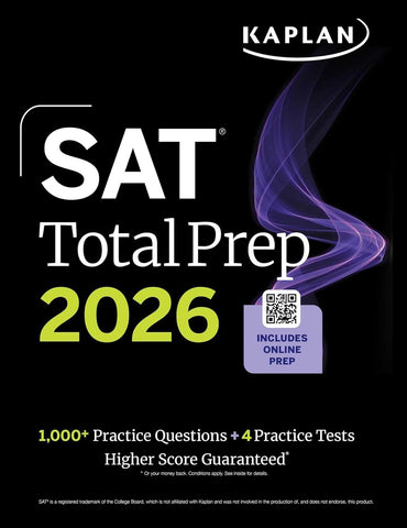 SAT Total Prep 2026 Includes 4 Full Length Practice Tests, 1,100+ Practice Questions + 1 Year Access to Online Quizzes and Video Lessons and Tutorial