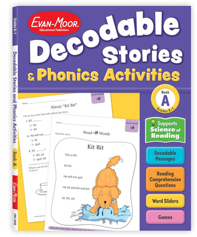 Decodable Stories and Phonics Activities, Level A, Grade K - 1 Workbook