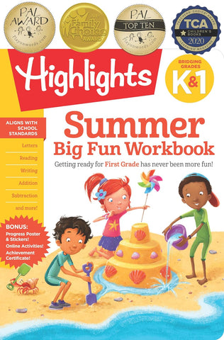 Summer Big Fun Workbook Bridging Grades K & 1: Ready for First Grade at Home, First Grade Summer Workbook with Letters, Reading, Writing, Addition, Su