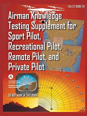 Airman Knowledge Testing Supplement for Sport Pilot, Recreational Pilot, Remote (Drone) Pilot, and Private Pilot FAA-CT-8080-2H Flight Training Study