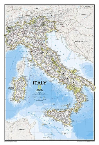 National Geographic Italy Wall Map - Classic (23.25 x 34.25 in) (National Geographic Reference Map)